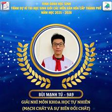 🌟 BÙI ANH TÚ VÀ HÀNH TRÌNH CHINH PHỤC GIẢI NHÌ HỌC SINH GIỎI THÀNH PHỐ MÔN KHOA HỌC TỰ NHIÊN🌟
