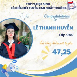 CHÚC MỪNG TOP 24 HỌC SINH CÓ ĐIỂM XÉT TUYỂN CAO NHẤT TRƯỜNG!