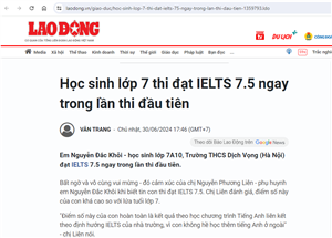 Học sinh lớp 7 thi đạt IELTS 7.5 ngay trong lần thi đầu tiên