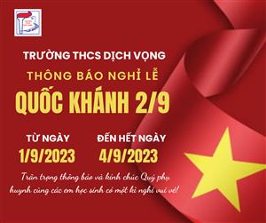 THÔNG BÁO NGHỈ LỄ 2/9