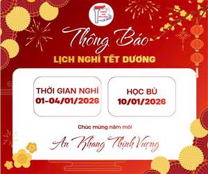 Lịch nghỉ Tết Dương Lịch năm 2026