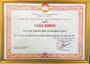 🏅 TRƯỜNG THCS DỊCH VỌNG GHI DẤU ẤN TRONG CÔNG TÁC MẶT TRẬN NĂM 2025🏅