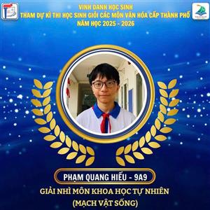 🌟 PHẠM QUANG HIẾU VÀ HÀNH TRÌNH ĐẦY NỖ LỰC CHINH PHỤC GIẢI NHÌ HỌC SINH GIỎI THÀNH PHỐ MÔN KHOA HỌC TỰ NHIÊN🌟